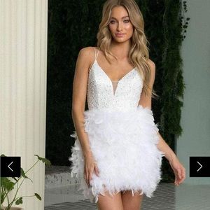 White feather party dress